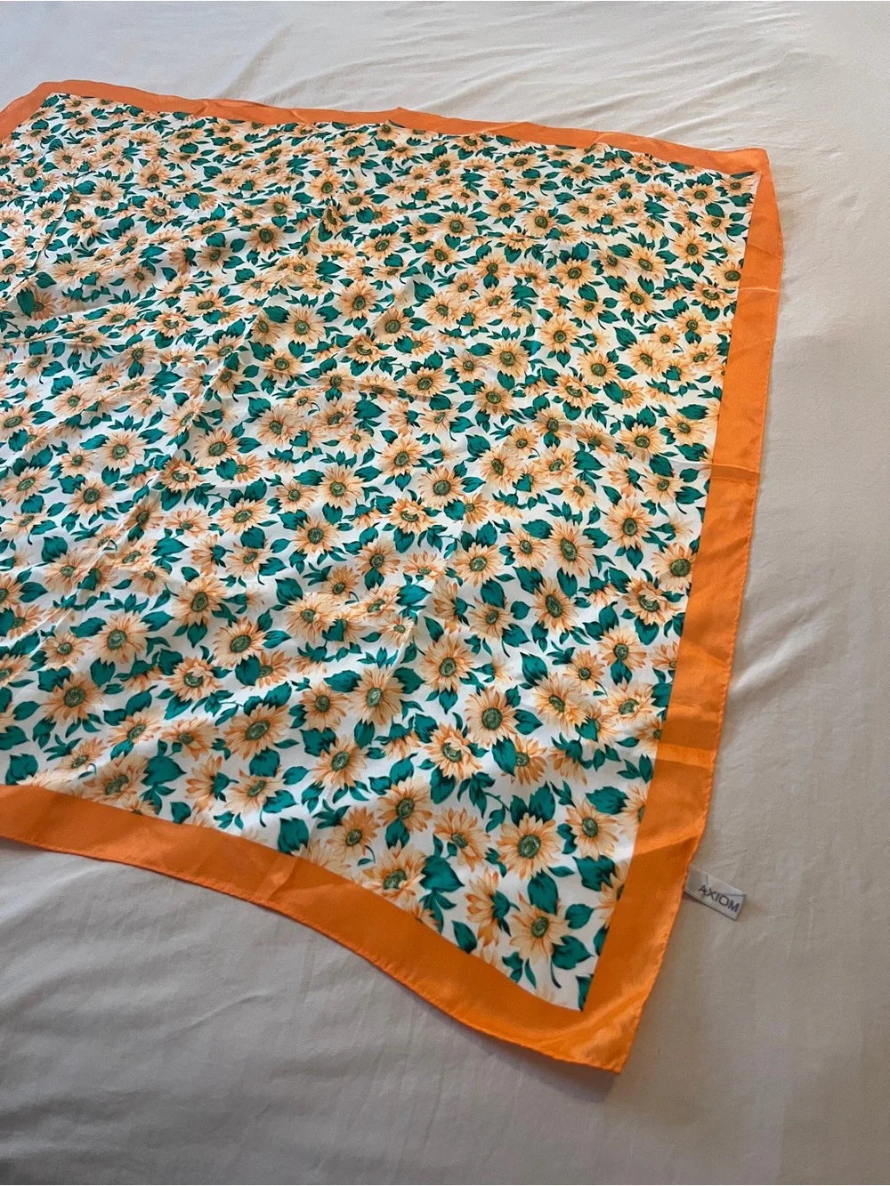 Vintage Axiom Sunflower Print Silk Scarf made in Japan
